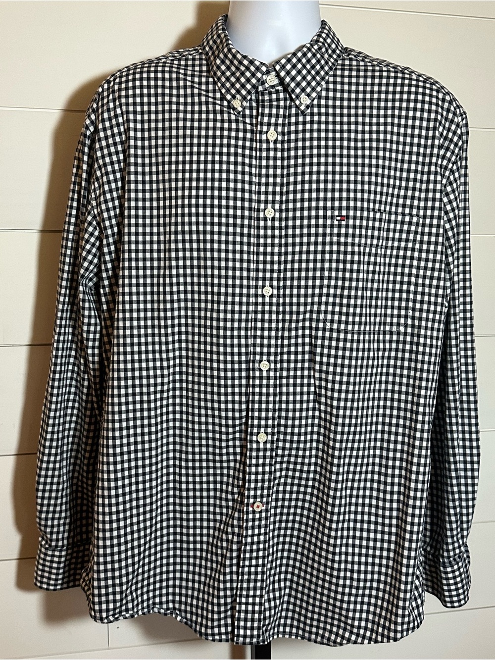 Black & White Gingham Button-Down Men’s Shirt